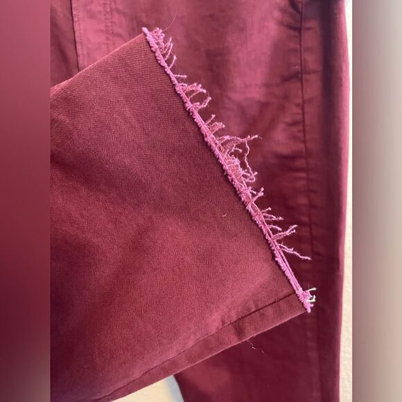 Mother The Tripper High-Rise Stretch Ankle Fray Cropped Jeans Burgundy Size 34 - Picture 11 of 14